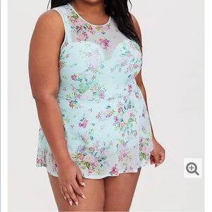 Torrid Aqua Floral Mesh Push-Up Underwire 1 piece